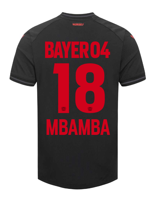 Bayer 04 Leverkusen MBAMBA 18 Home Football Jersey for the 23-24 Season