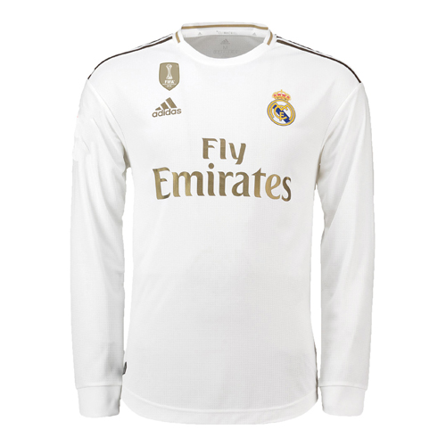 Real Madrid Home 2019-20 White Long Sleeve Soccer Jersey Shirt -