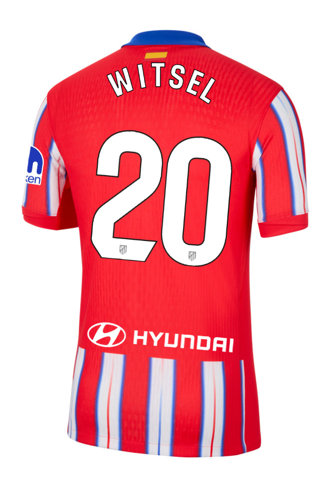 Atletico Madrid's 24-25 Laliga Home Jersey featuring WITSEL 20
