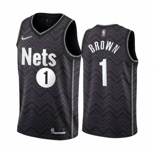 Brooklyn Brooklyn Nets #1 Bruce Brown Black Womens NBA Swingman 2020-21 Earned Edition Jersey Womens