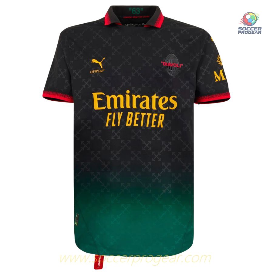 AC Milan Youth Football Kit Soccer Team Shirts Fourth Off White Black 2024-25 Edition