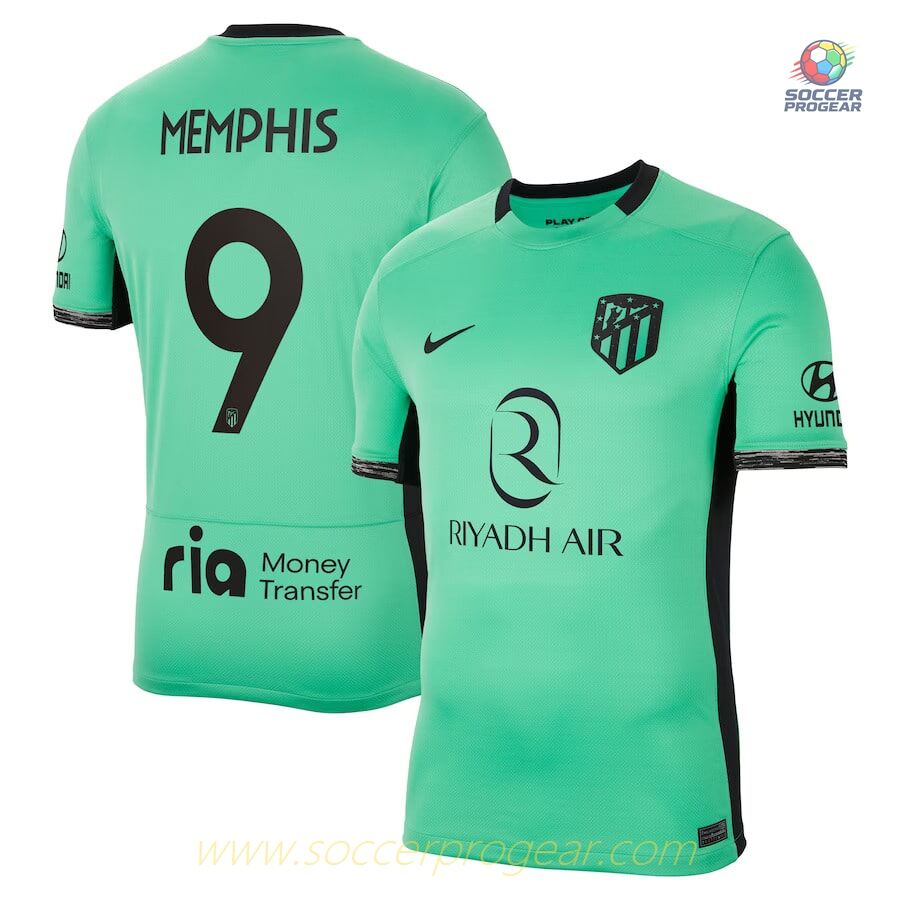 Atletico Madrid Memphis Depay Third Team Football Shirt 2023 2024