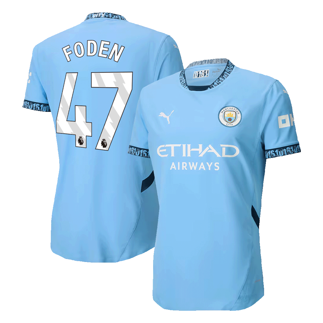 Player Version FODEN #47 Manchester City Home Soccer Jersey 2024/25Aut