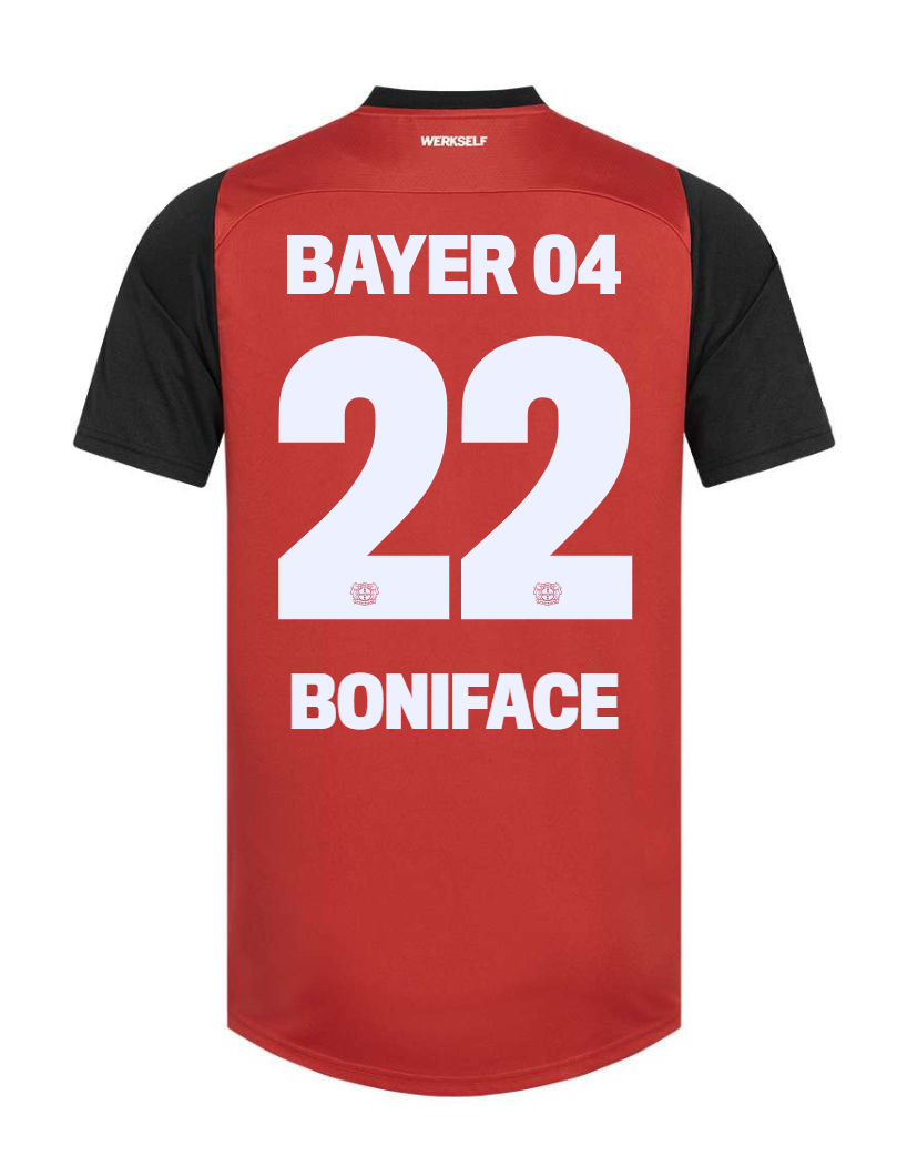 Bayer 04 Leverkusen BONIFACE 22 Home Jersey for the 24-25 season.