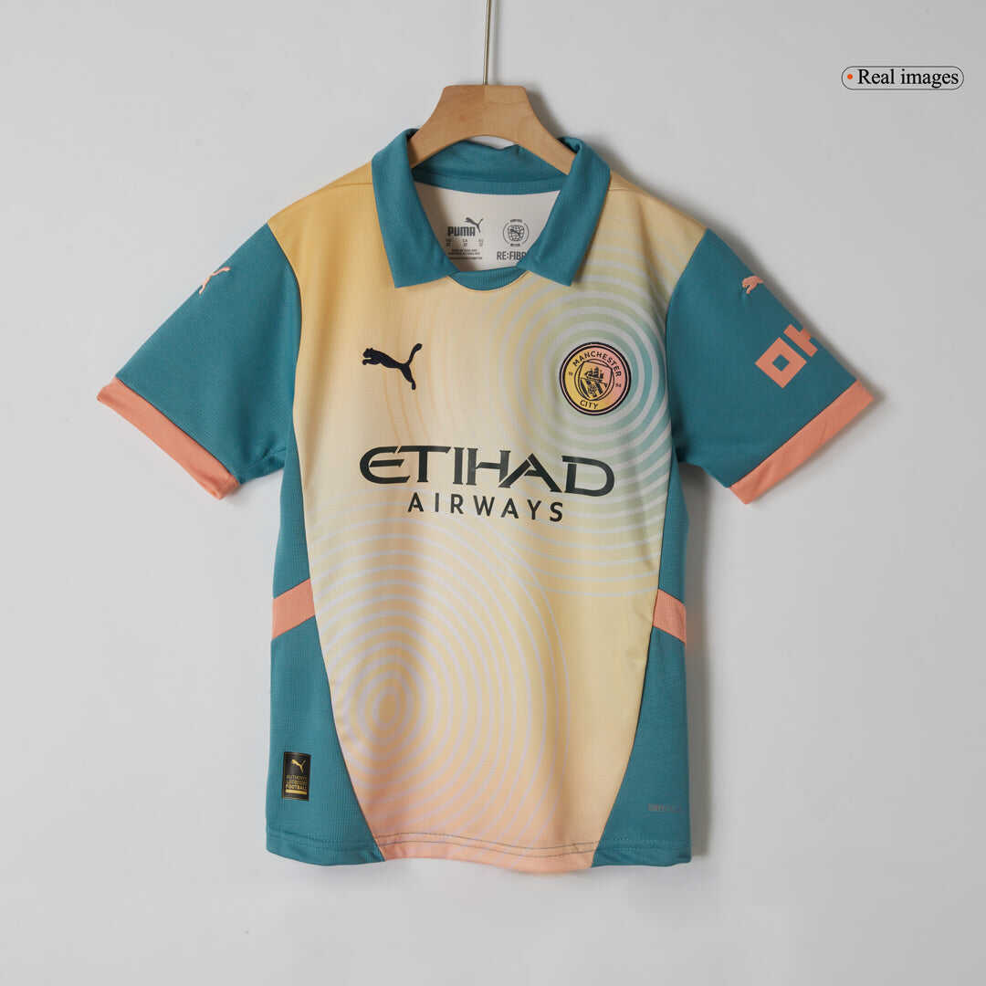 Kid's Manchester City Fourth Away Soccer Jersey Kit(Jersey+Shorts) 202