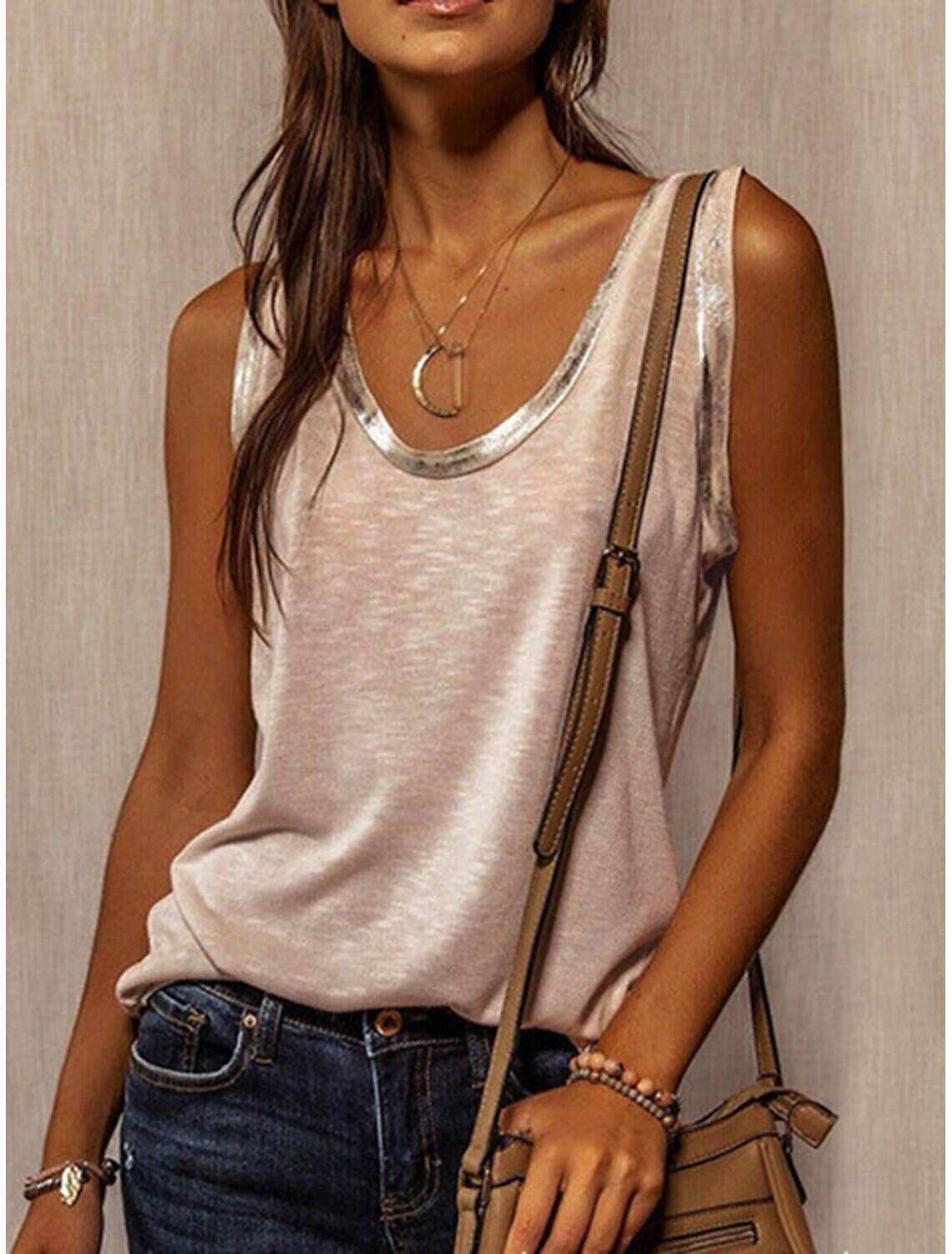 Women's Tank Top Fashion Plain Regular Tops Sleeveless U Neck Regular Fit Valentine's Day Casual Summer