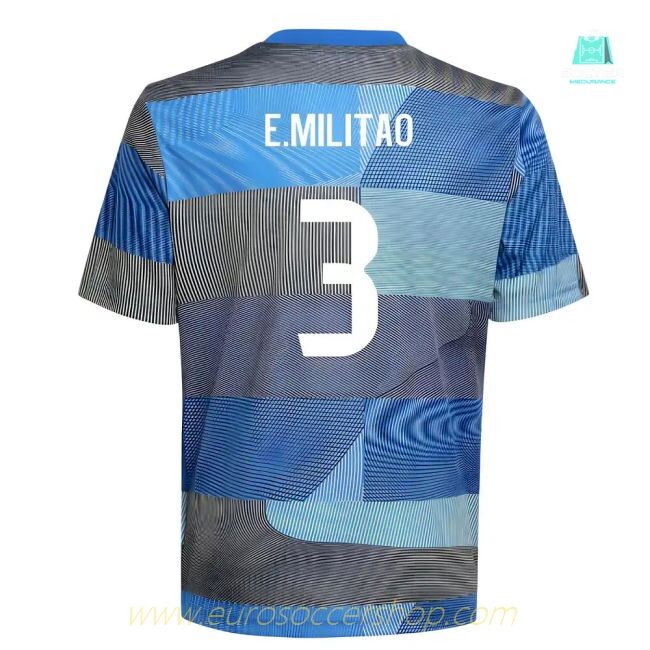 2025-2026 Real Madrid Pre-Match Shirt (Blue) - Kids (E.Militao 3)