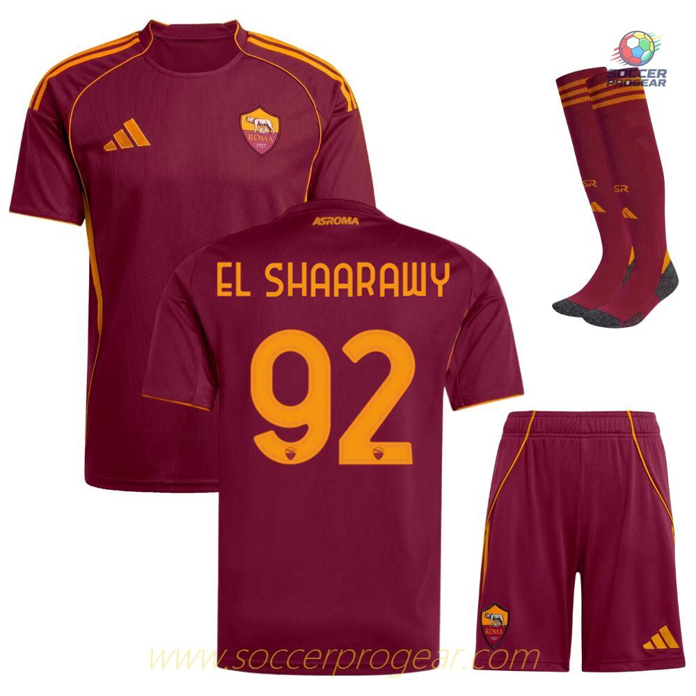 AS Roma Home Kids Edition' Soccer Uniform Football Jersey 2025-2026 Season El Shaarawy