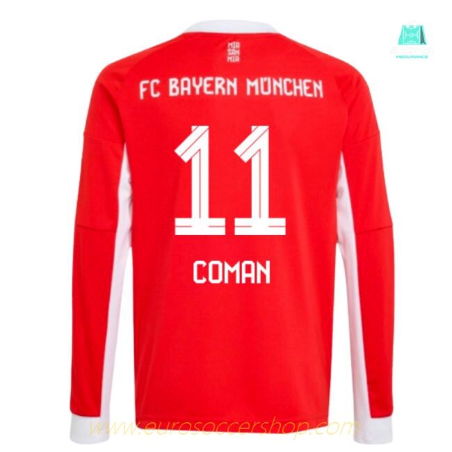 2025-2026 Bayern Munich Long Sleeve Home Shirt (Kids) (Coman 11)