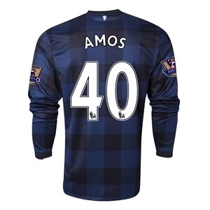 13-14 Manchester United 40 AMOS Away Black Long Sleeve Jersey Shirt -