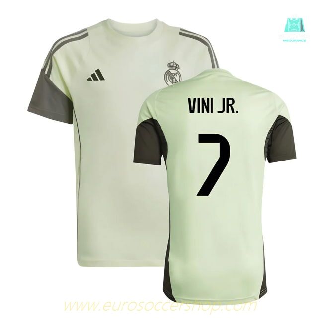 2025-2026 Real Madrid Training Tee (Almost Lime) - Kids (Vini Jr. 7)