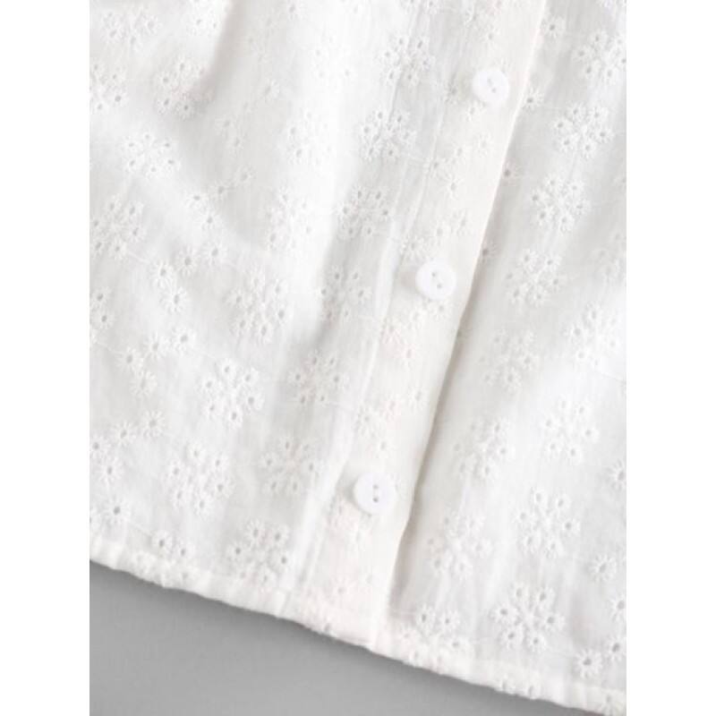 Broderie Anglaise Ruffle Crop Blouse XO2961