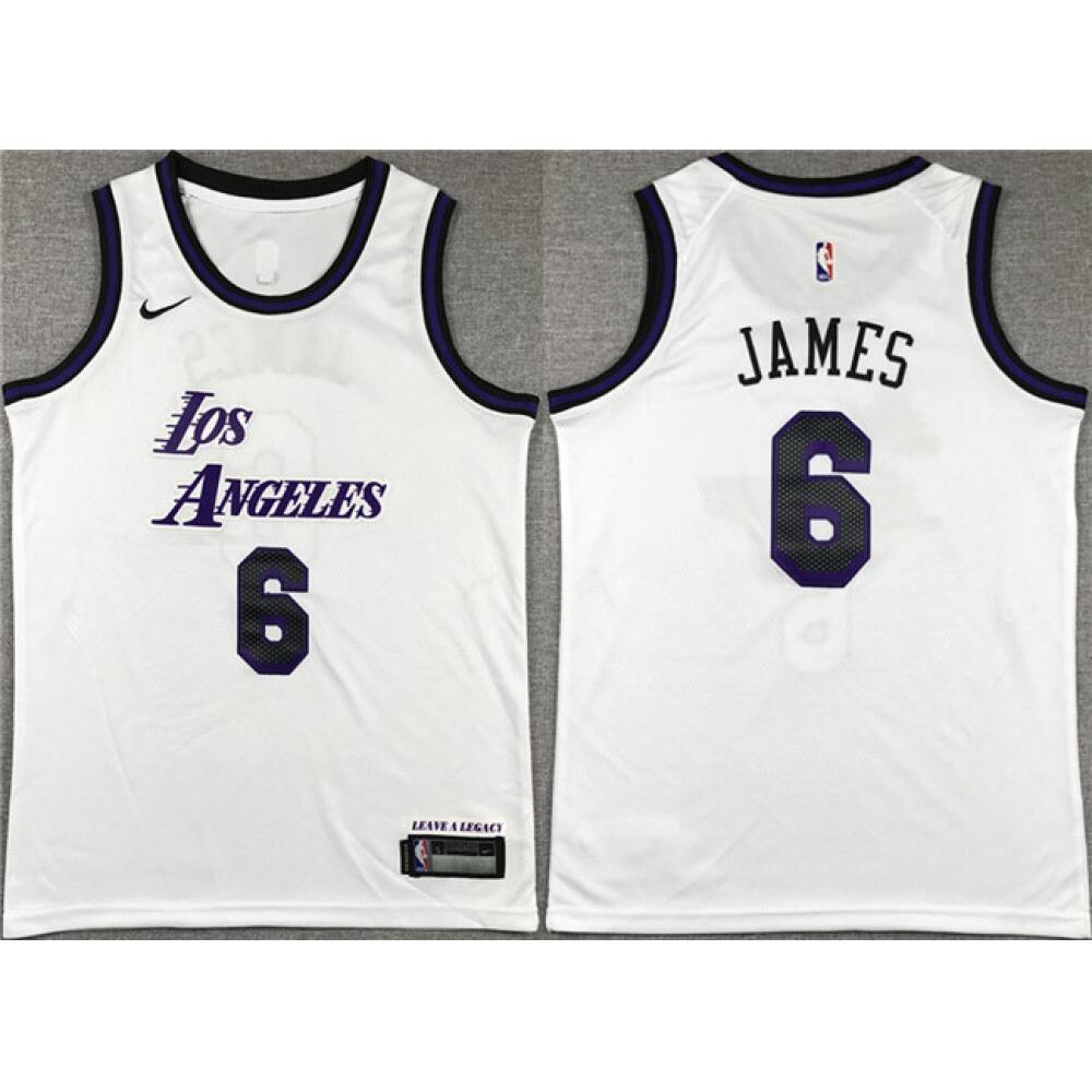 Performance Official Men's Lakers #6 LeBron White Basketball Jersey
