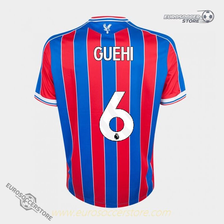 Crystal Palace's 25-26 Home Jersey featuring GUEHI with the number 6