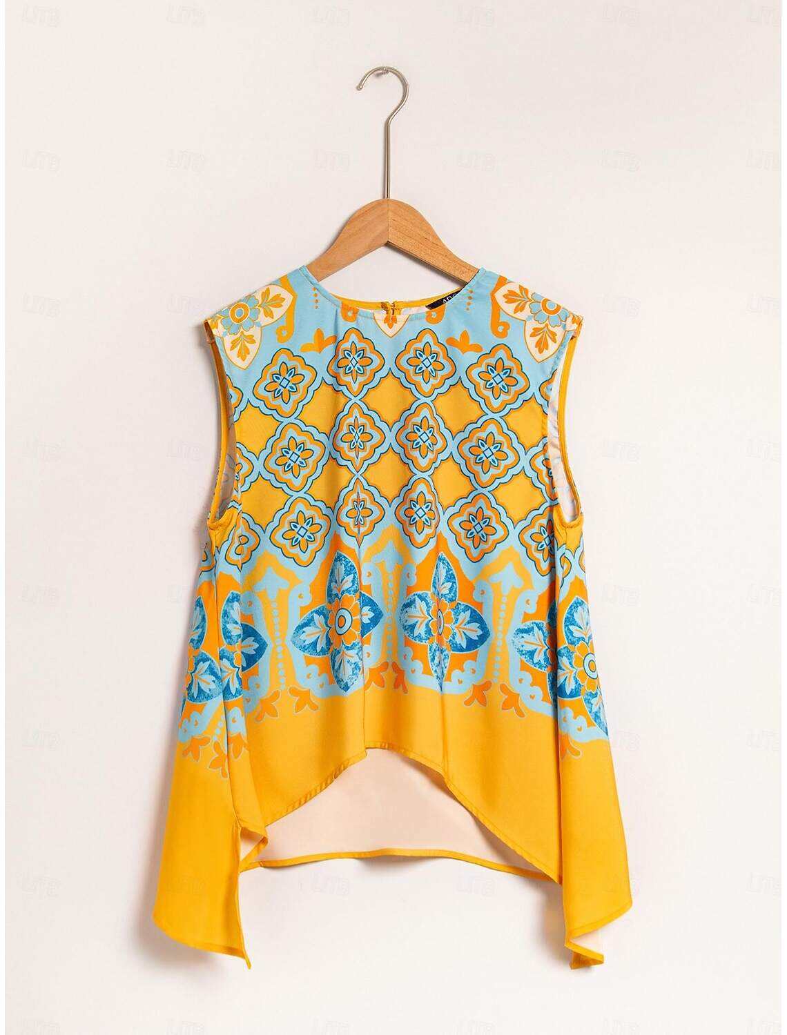 Satin Boho Double Slit Crew Neck Sleeveless Tank Top