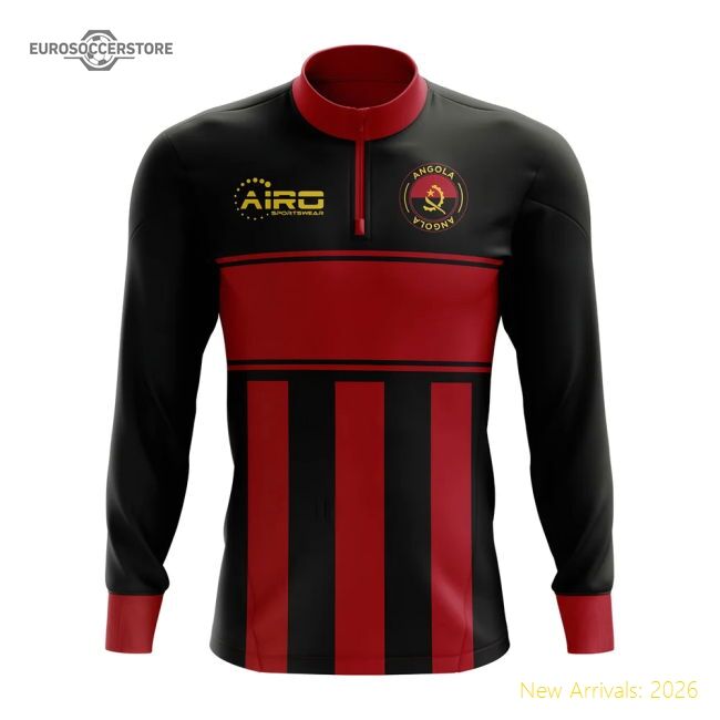 Angola Concept Football Half Zip Midlayer Top (black-red) - Affordable