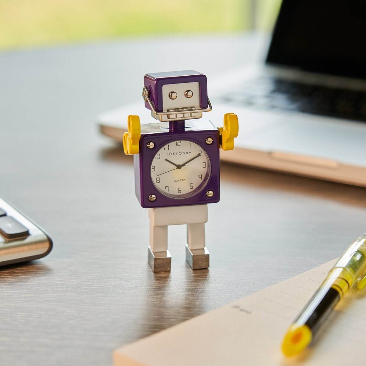 Football Robot Clock - Purple/White