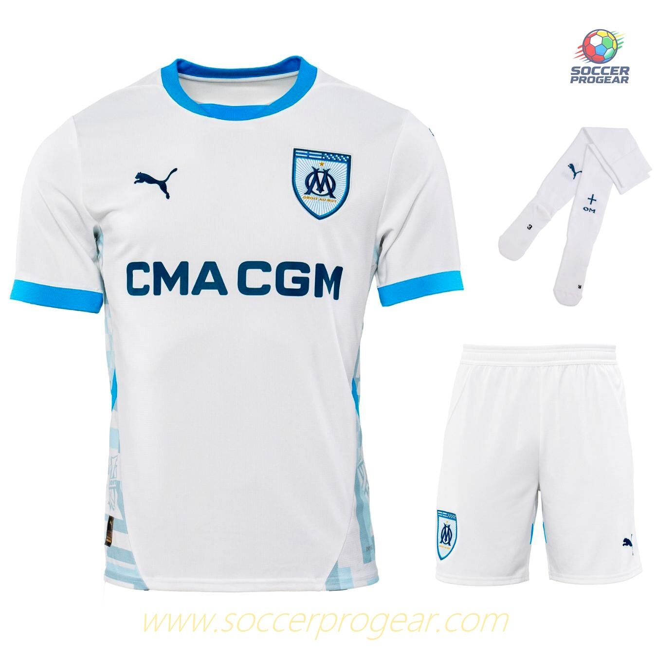 OM Home Childrenren's Jersey Set Football Jersey 2024-2025 Season