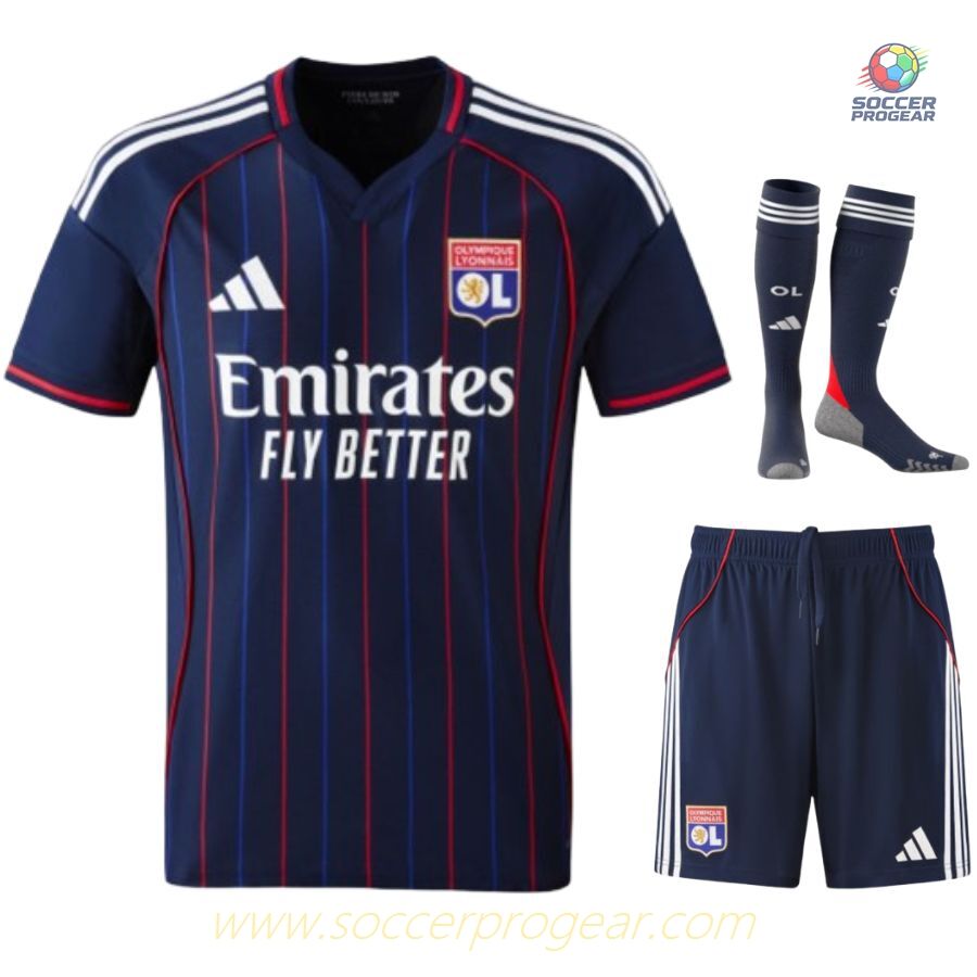 OL French Ligue 1 Away Children's Edition Soccer Uniform Team Shirt 2025-2026 Season