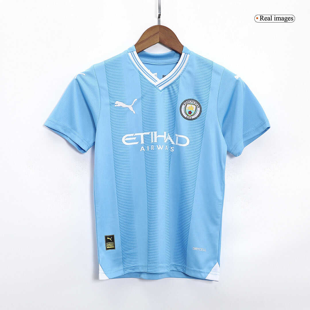 Kid's Manchester City Home Soccer Jersey Kit(Jersey+Shorts) 2023/24Aut