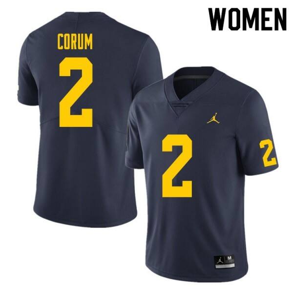 Jordan Michigan Wolverines Navy #2 Women Team Color Premium Stitched