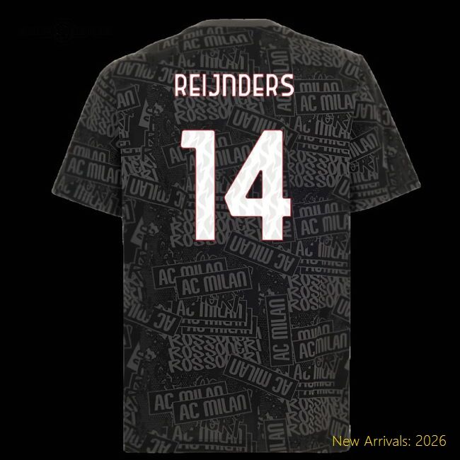 Premium 2025-2026 Ac Milan Ftblculture Tee Aop (Black) (Reijnders 14)