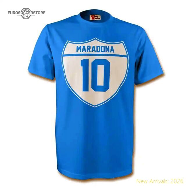 Best-Selling Diego Maradona Napoli Crest Tee (Sky Blue)