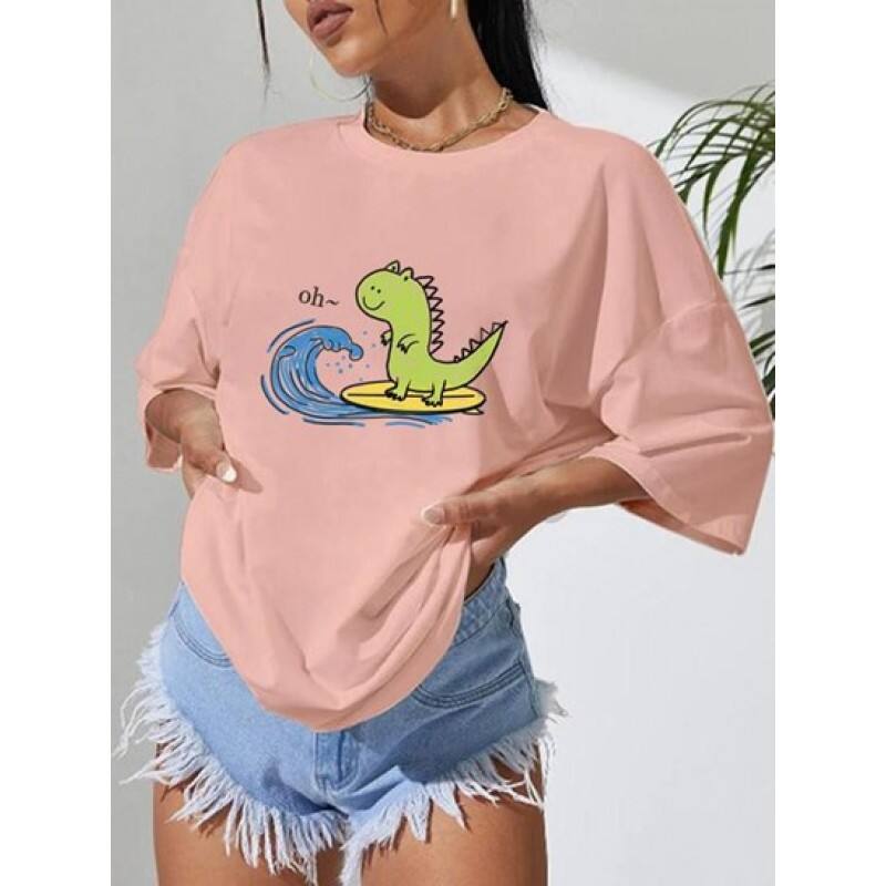 Cartoon Print Loose Casual T Shirt SU0058