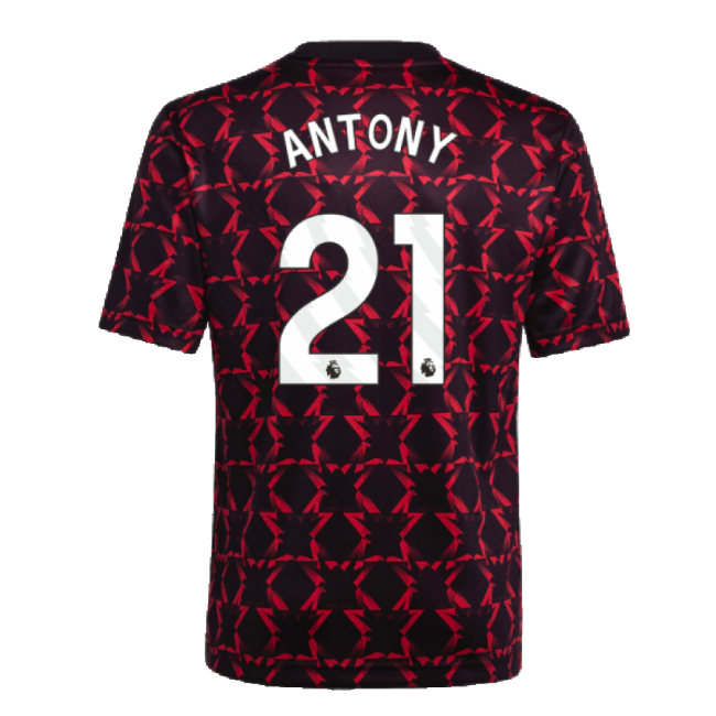 2024-2025 Man Utd Pre-Match Top (Black) - Kids (Antony 21)