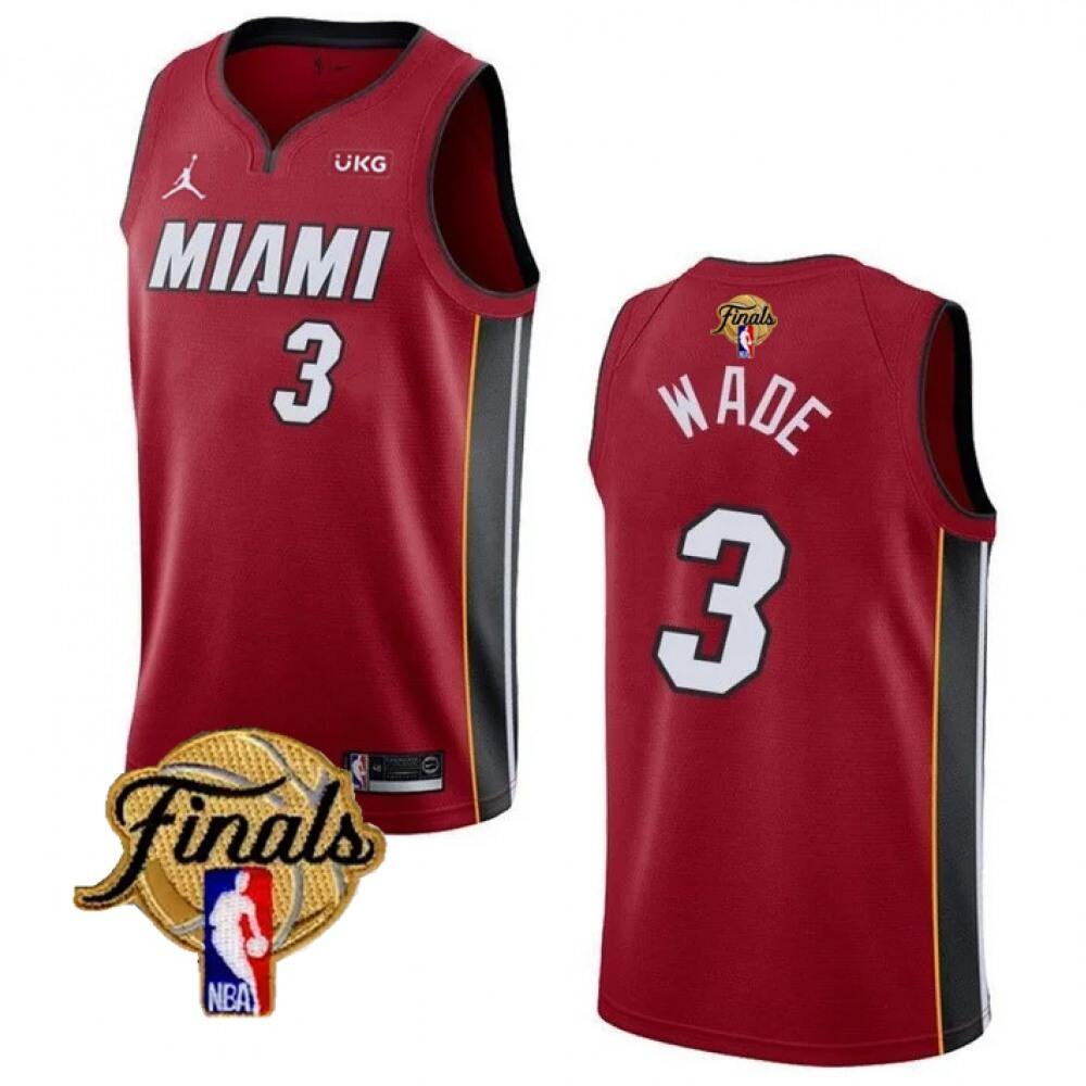 Fan Favorite Game-Ready Men's MIA #3 Dwyane Red Basketball Jersey