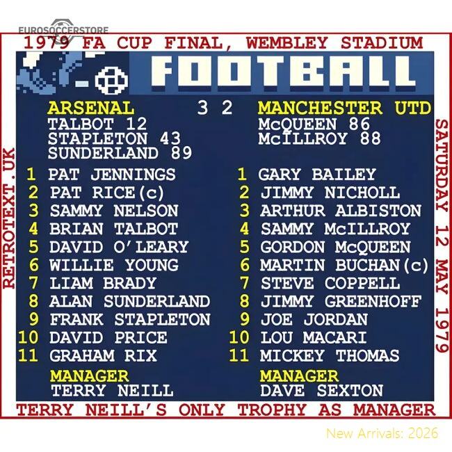 Authentic 1979 Fa Cup Final (arsenal) Retrotext T-shirt - White