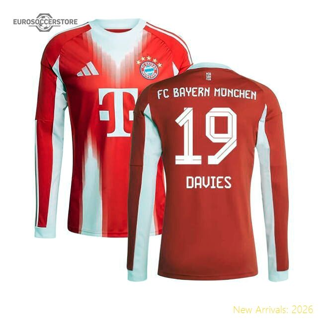 Top-grade 2025-2026 Bayern Munich Long Sleeve Home Jersey (davies 19)