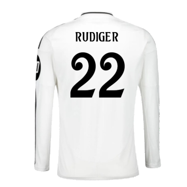 2024-2025 Real Madrid Long Sleeve RM Elite Home Shirt (Rudiger 22)