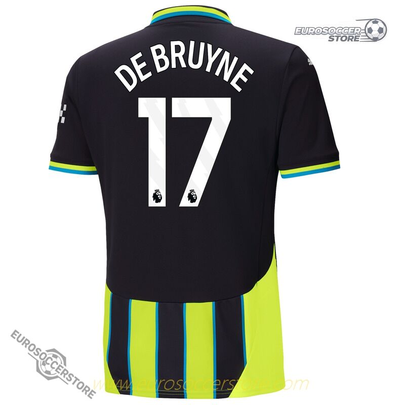 Away Jersey of Manchester City Featuring De Bruyne's Number 17 for the 24-25 Season