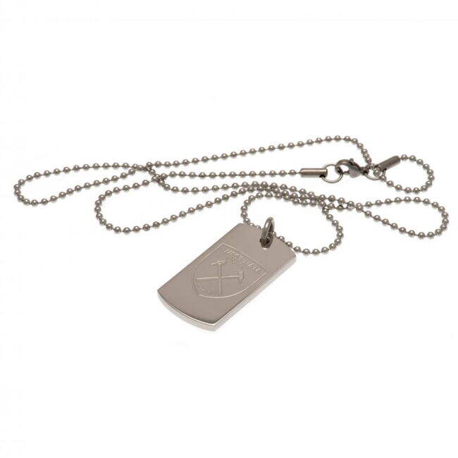 West Ham Authentic West Ham United FC Engraved Dog Tag & Chain