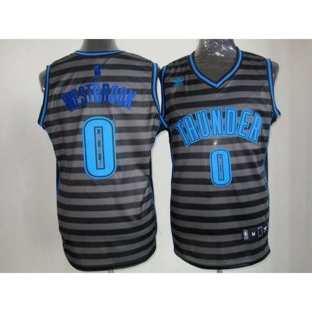 Thunder #0 Russell Westbrook Black/Grey Groove Stitched NBA Jersey