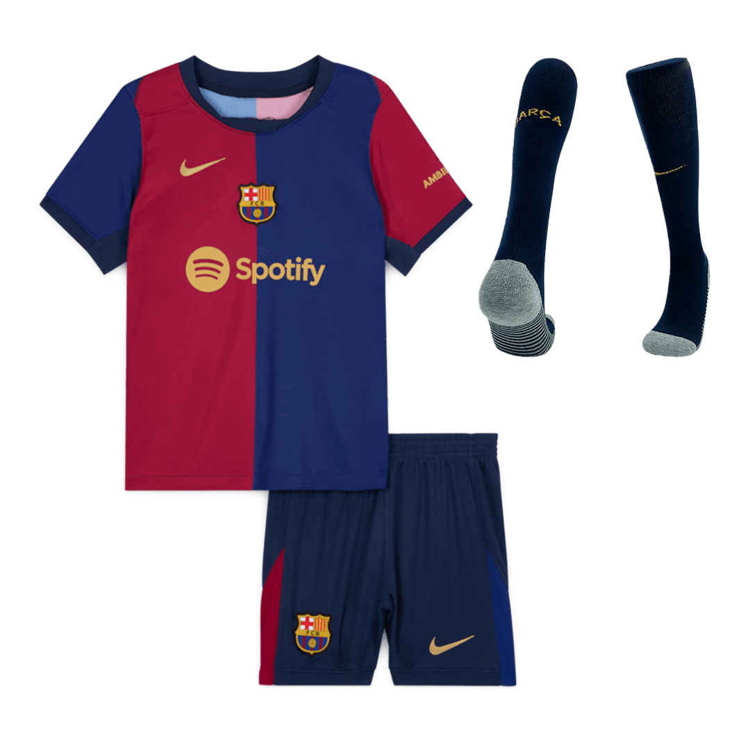 Kid's Barcelona Home Soccer Jersey Kit(Jersey+Shorts+Socks) 2024/25Aut