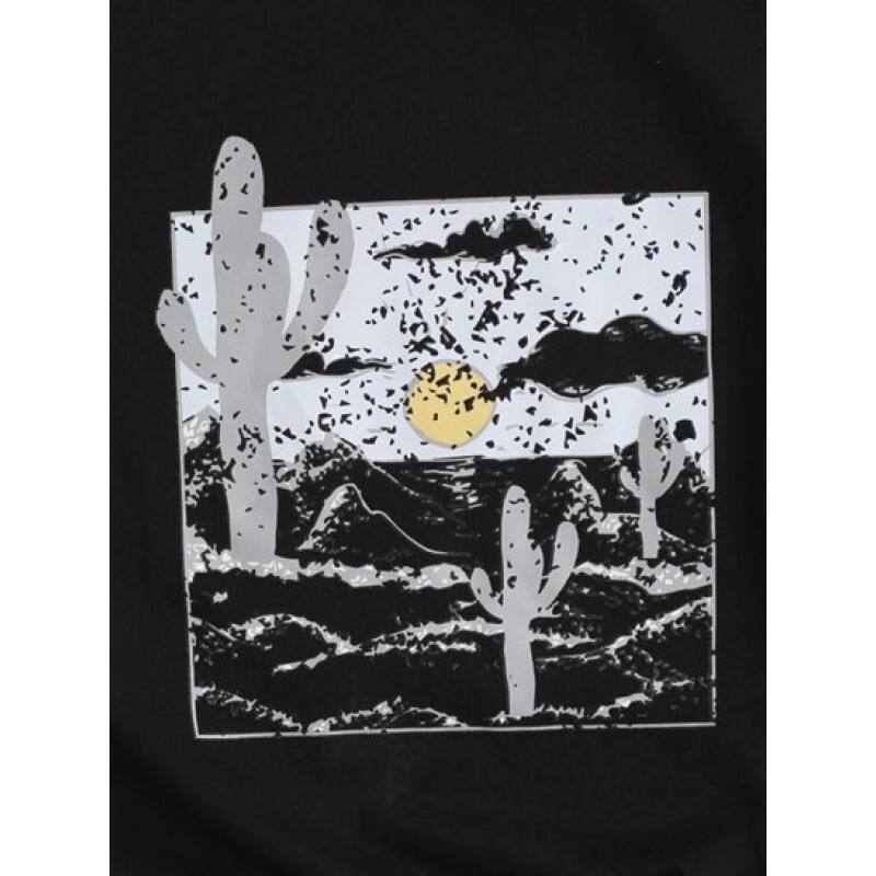 Crew Neck Desert Cactus Graphic Tee UP5162