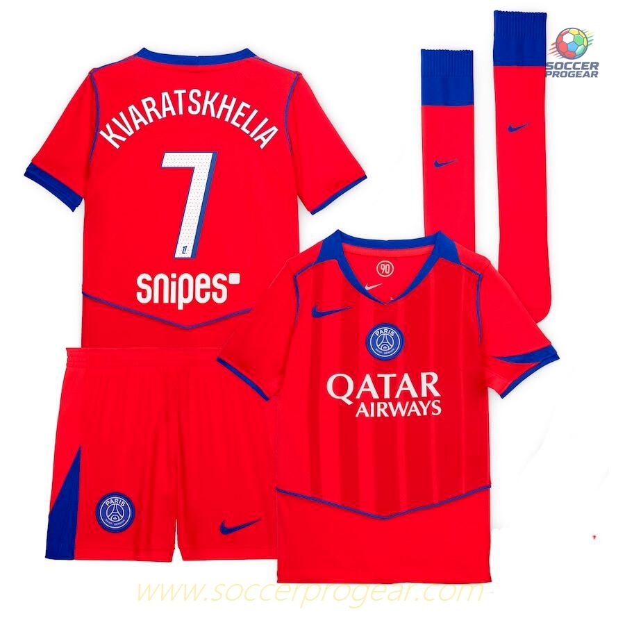 PSG Authentic Third Youth Football Kit Soccer Football Shirt 2025-2026 Season Kvaratskhelia