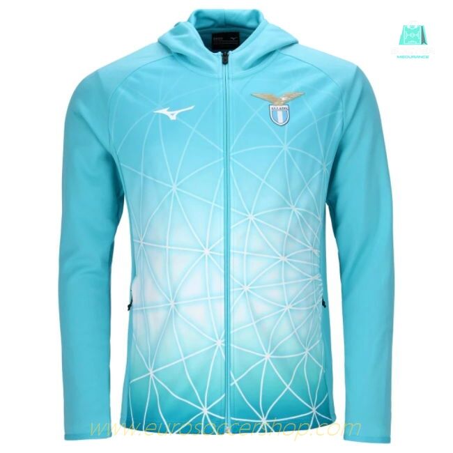 2025-2026 Lazio Hooded Walk Out Jacket (Azure Blue)