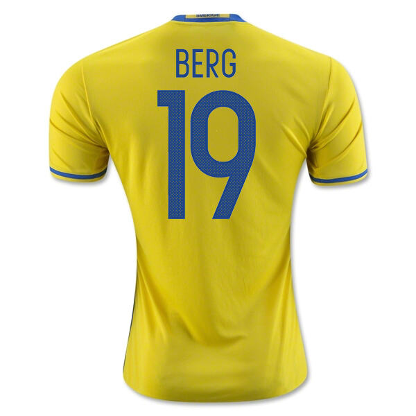 Sweden Home 2016 Berg 19 Soccer Jersey Shirt - Official Replica 26184