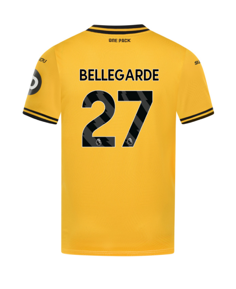 Wolverhampton Wanderers 24-25 Season Home Jersey Featuring BELLEGARDE with Number 27