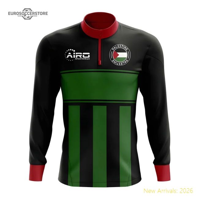 Premium Palestine Concept Football Half Zip Midlayer Top (black-green)