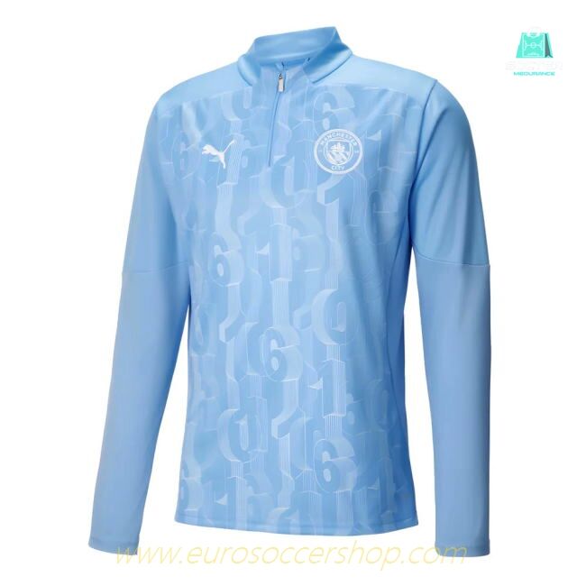 2024-2025 Man City Prematch 1/4 Zip Top (Blue)