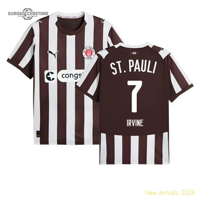 Popular Authentic 2025-2026 St Pauli Home Shirt (Irvine 7)