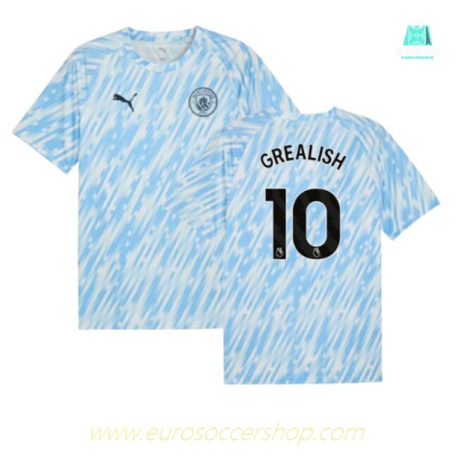 2025-2026 Man City Warm Up Jersey (Silver Sky) (Grealish 10)