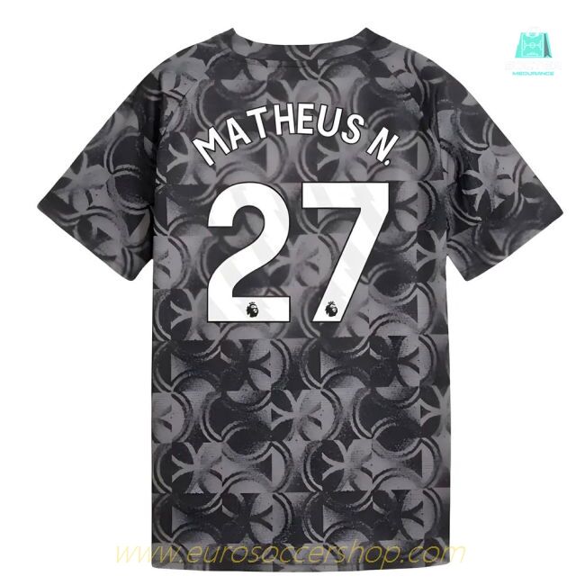 2025-2026 Man City Warm Up Jersey (Black) - Kids (Matheus N. 27)