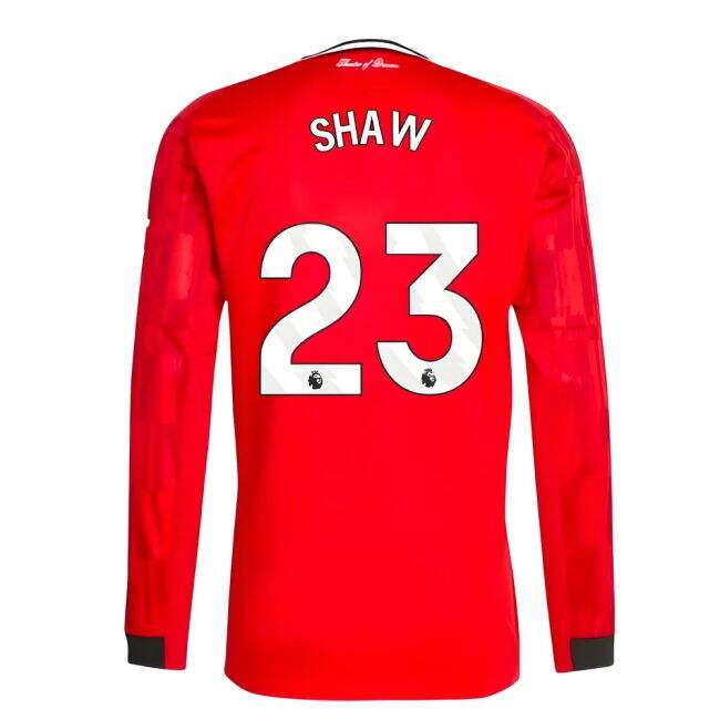 Top-Quality Man Utd 2025-2026 Man Utd Long Sleeve Home Shirt (Shaw 23)