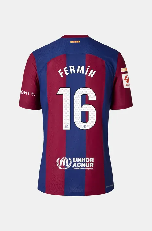 Barcelona's FERMÍN 16 Home Football Jersey for the 23-24 Season
