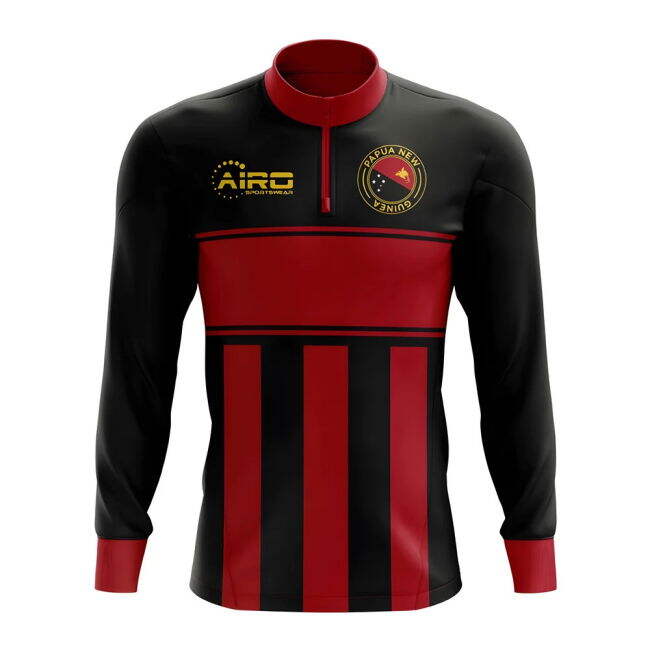 Papa New Guinea Concept Football Half Zip Midlayer Top (Black-Red)